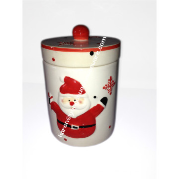 Keramik Hand Paintedsnowman Jar